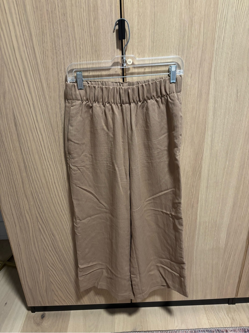 Women’s H&M Wide-Leg, High Rise Cropped Dress Pants, Tan - Size S, Like New !